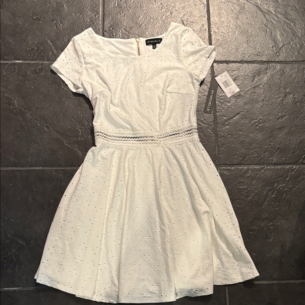 My Michelle White Eyelet Mini Dress